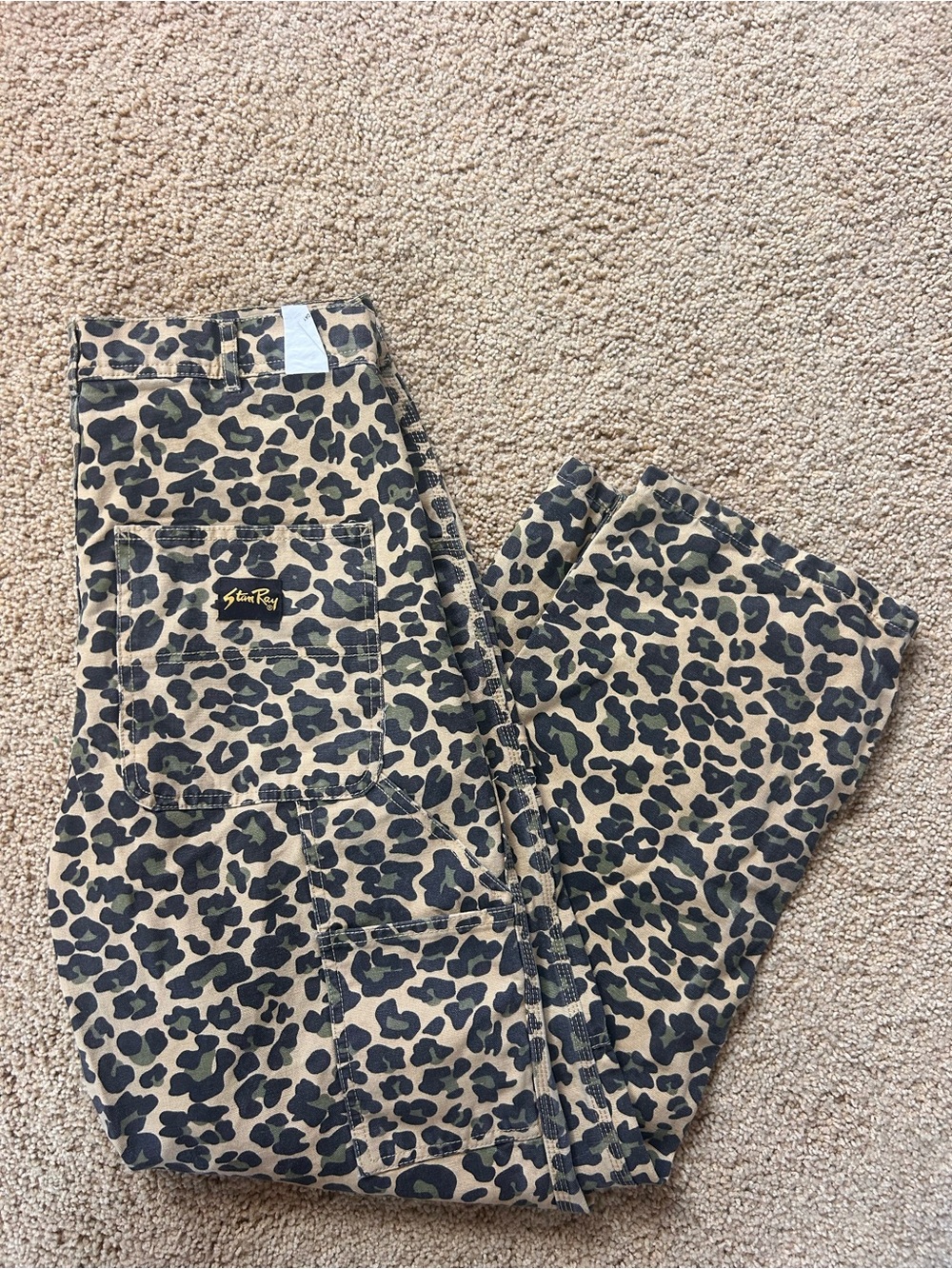 Stan Ray Leopard-Print Straight Leg Pants - Tan & Black